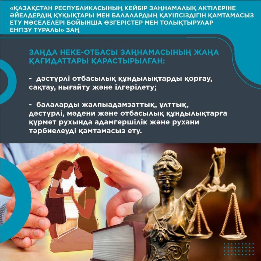«Қазақстан Республикасының кейбір заңнамалық актілеріне әйелдердің құқықтары мен балалардың қауіпсіздігін қамтамасыз ету мәселелері бойынша өзгертулер мен толықтырулар енгізу туралы»